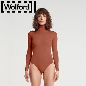 WOLFORD Colorado String Bodysuit Turtleneck Long Sleeve Bronze $295 NWT! Sz Sm